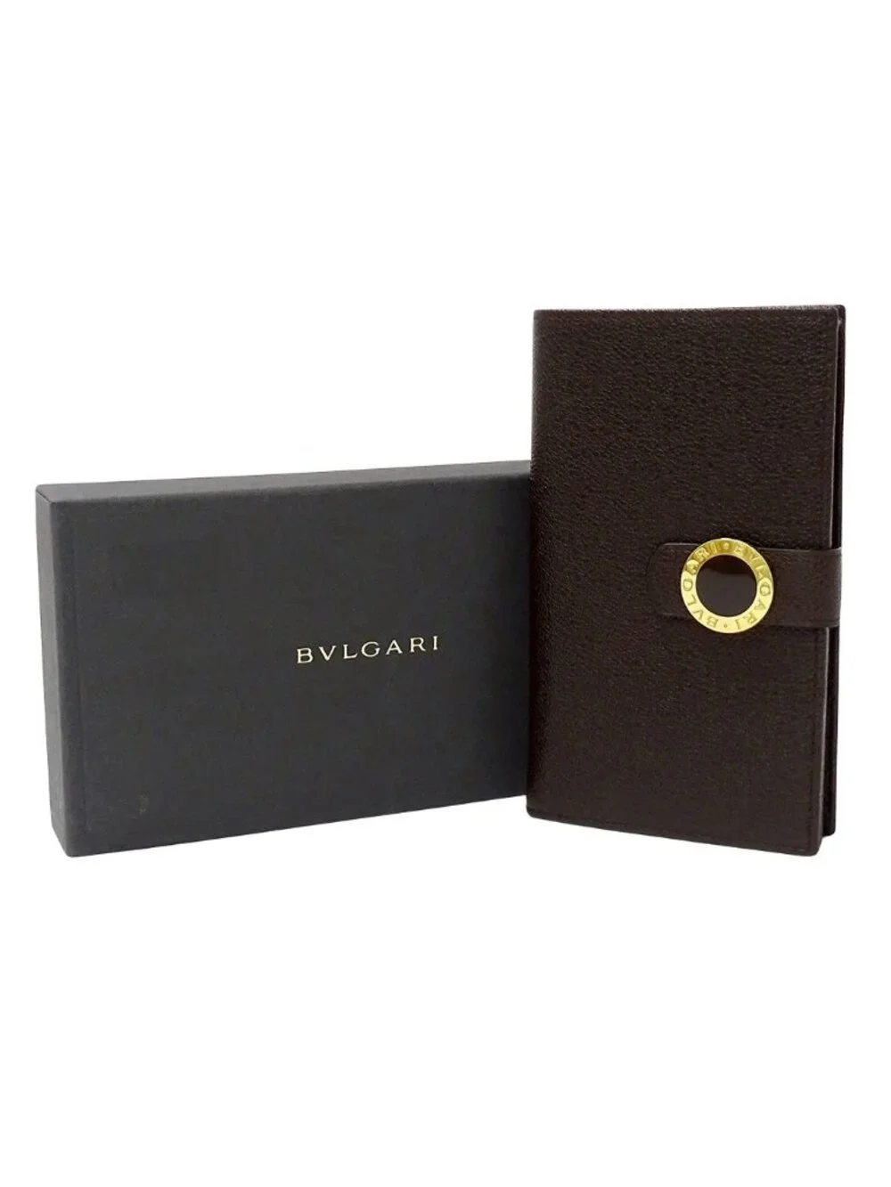Bvlgari Wallet Leather Dark Brown Bifold